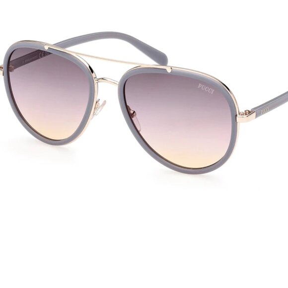 NEW Authentic Emilio Pucci EP0185 Grey Gradient Pilot sunglasses
